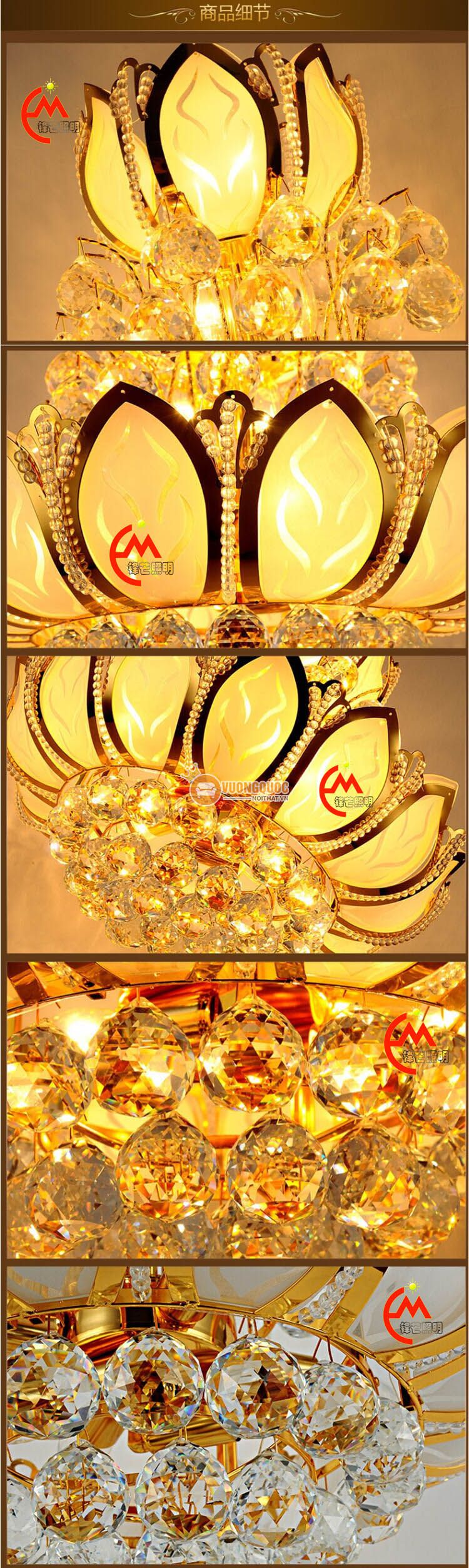 Đèn chùm thủy tinh hoa sen CM164-8